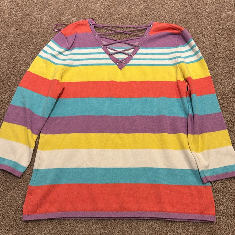 Colorful Striped Women's Sweater - Picture 3 of 5